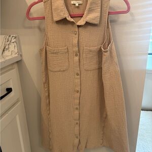 Z Supply Beige Sleeveless Button Front
